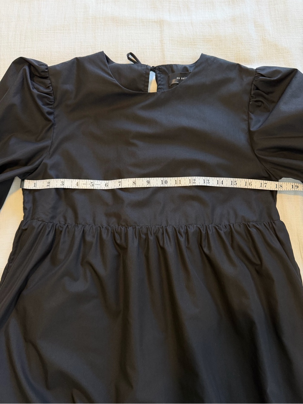 En Saison Poplin Midi Dress Black Puff Sleeve Size Medium - Picture 14 of 15